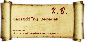 Kapitány Benedek névjegykártya