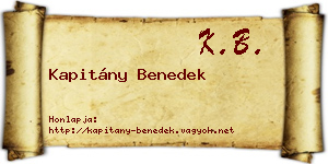 Kapitány Benedek névjegykártya
