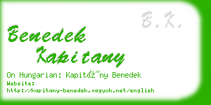 benedek kapitany business card